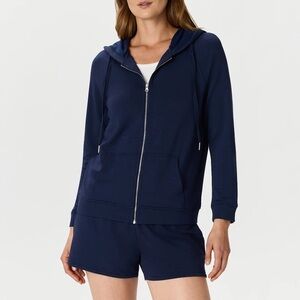 Quince Women’s Supersoft Navy Zip-Up Hoodie Sweater Sz S